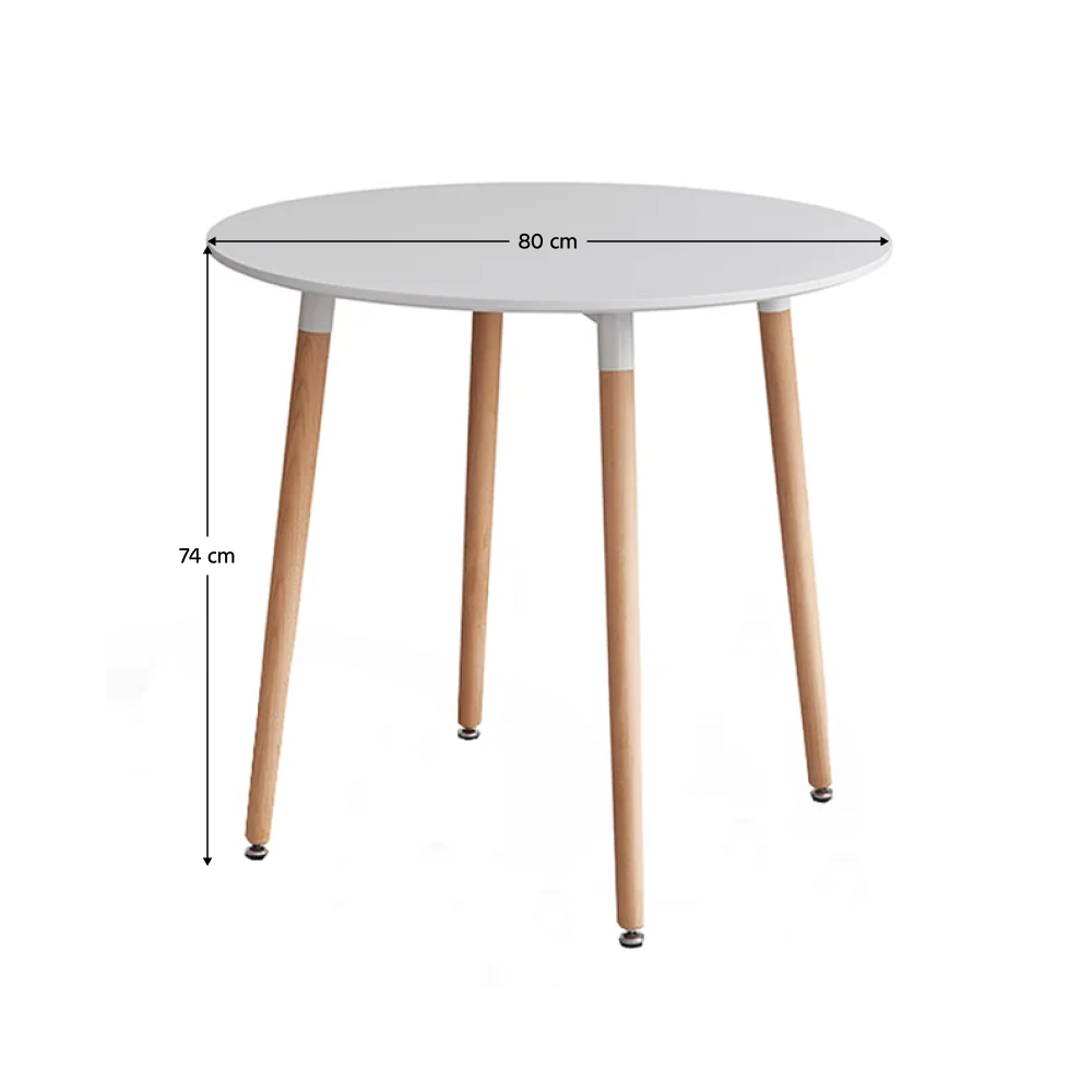 Étkezőasztal, fehér/bükk, átmérő 80 cm, ELCAN NEW TYP 2 - Image 2
