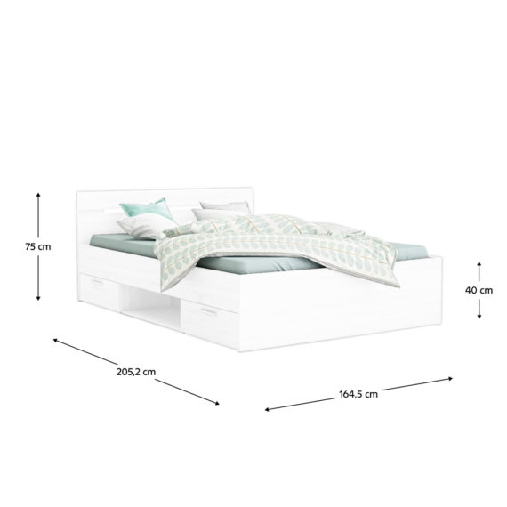 Ágykeret, 160x200, fehér, MICHIGAN NEW