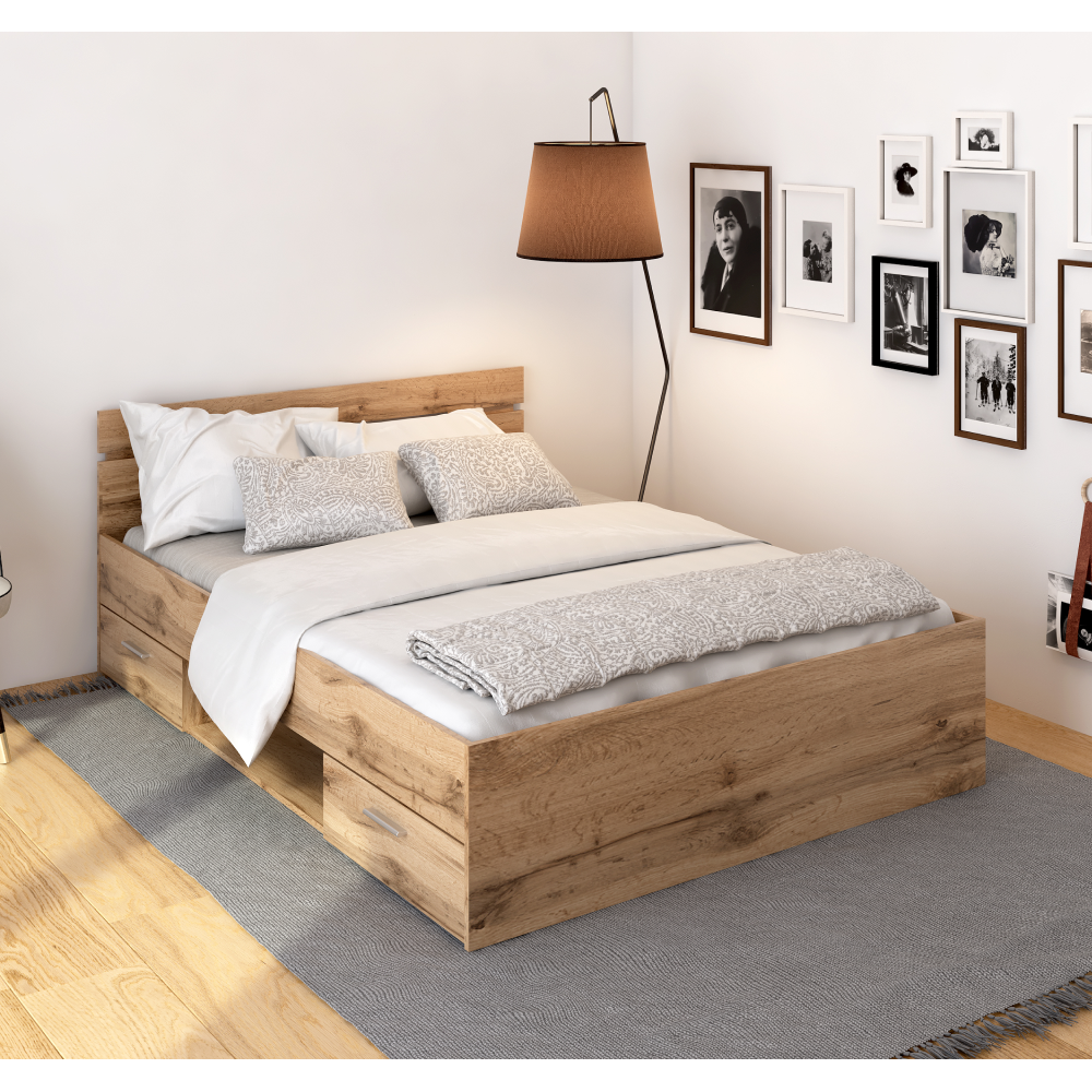 Ágykeret, 140x200, wotan tölgy, MICHIGAN NEW