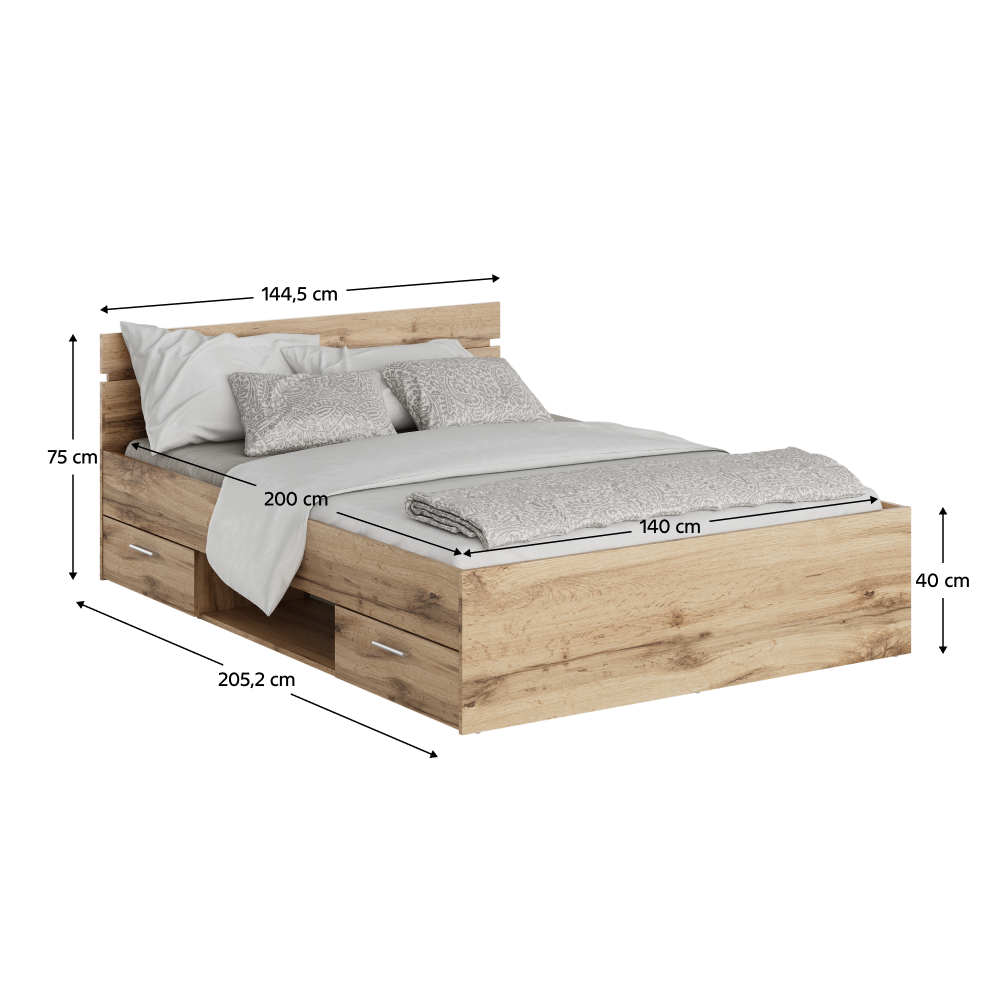 Ágykeret, 140x200, wotan tölgy, MICHIGAN NEW - Image 3
