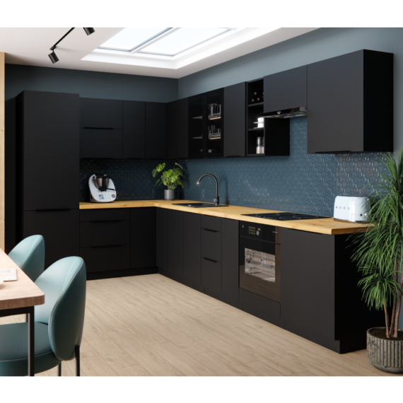 Magas szekrény beépített sütőhöz, fekete, SIBER 60 DPS-210 3S1F