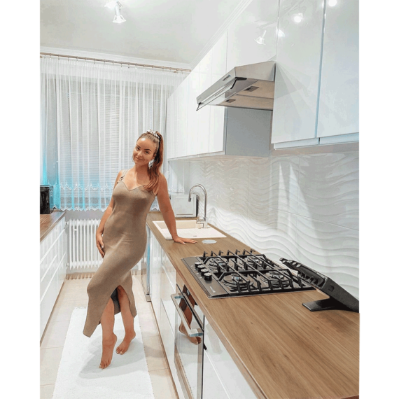 Hűtő beépítő szekrény, fehér/fehér extra magasfényű, balos, AURORA D60ZL