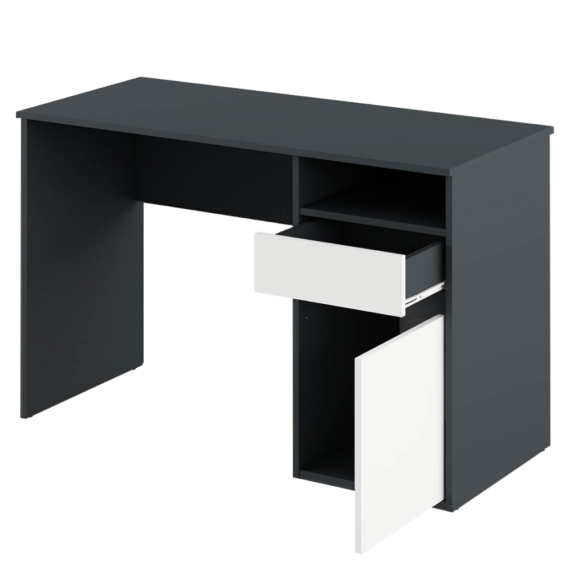 PC asztal, grafit/fehér, BILI NEW