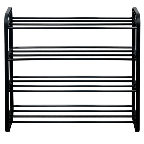 Cipőtartó, 4 polcos, fekete, FERRUM