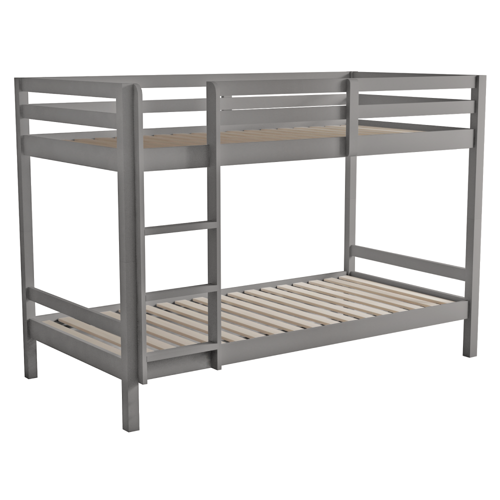 Emeletes ágy, 90x200, tömör fa, szürke, INEZA - Image 2