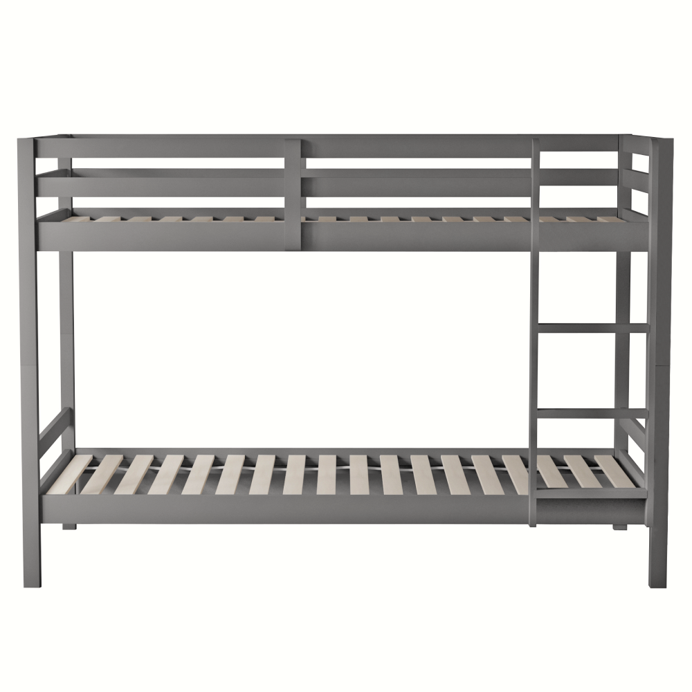 Emeletes ágy, 90x200, tömör fa, szürke, INEZA - Image 3