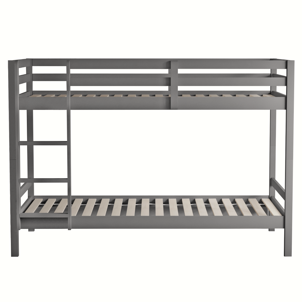 Emeletes ágy, 90x200, tömör fa, szürke, INEZA - Image 4