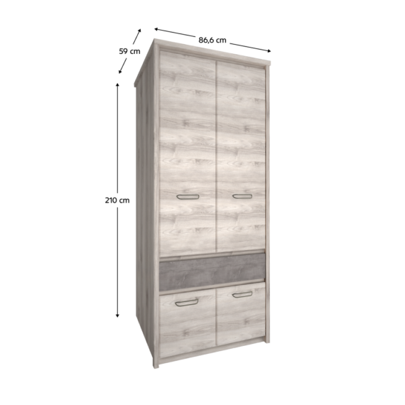 Szekrény 4D1S, nairobi gesztenye/onix, JESI