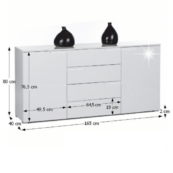 Komód 4 - fiókos, fehér, SPICE 3