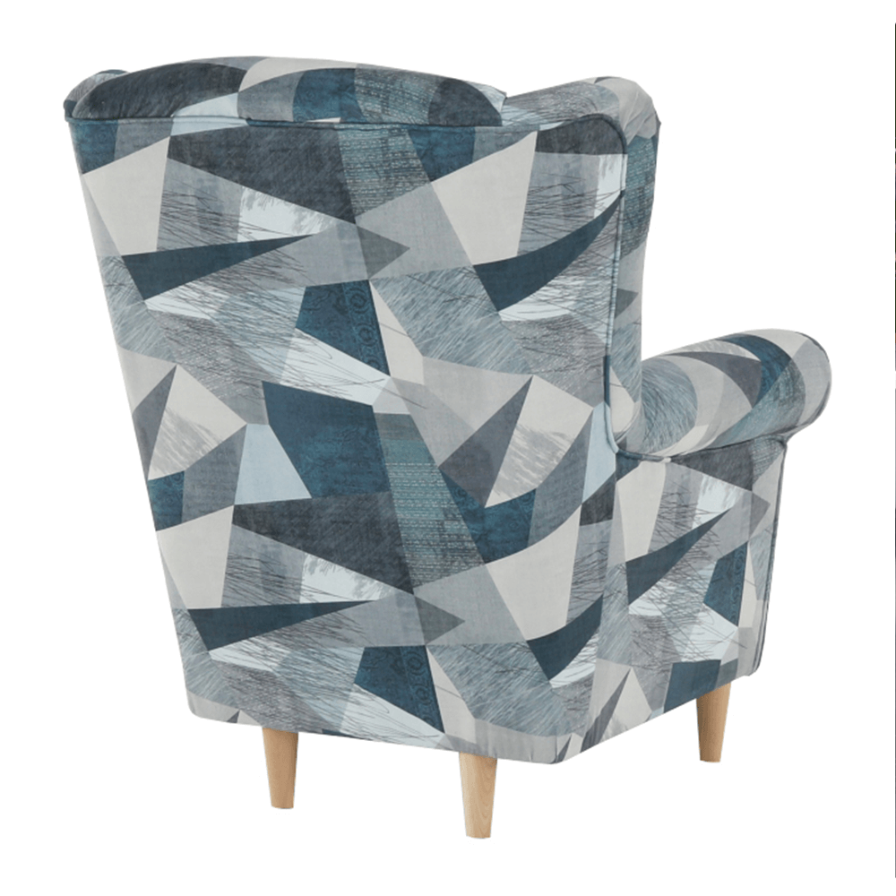 Füles fotel, szövet szürke-kék minta, CHARLOT - Image 7