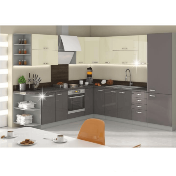 Alsó szekrény, szürke magas fényű fehér, PRADO 80 D 2F ZB