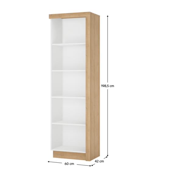 Könyvespolc LYOR01, tölgy riviera/fehér, balos, LEONARDO
