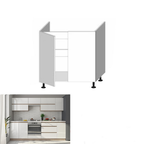 Alsószekrény D 80 ZL, fehér magas fényű HG, LINE