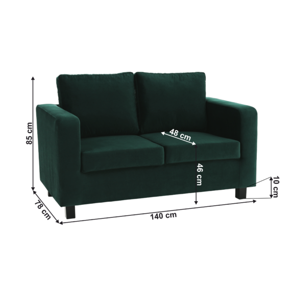 Teljesen kárpitozott heverő, smaragd szövet, LUANA