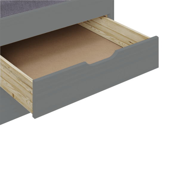 Ágy kihúzható pótággyal, szürke, tömörfa, 90x200, MARINELLA NEW