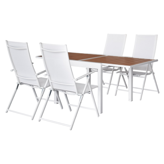 Kerti szett 1+4, fehér/tölgy, NIKY