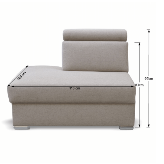 Tárolási terület OTT MINI rendelésre luxus ülőgarnitúrához, bézs, jobb, MARIETA