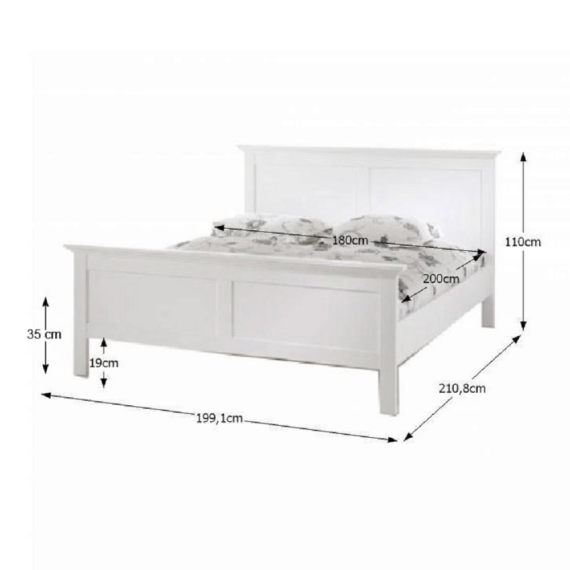 Ágy, fehér, 180x200, PARIS 76703