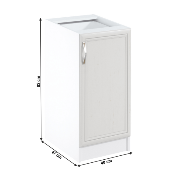 Alsószekrény D40, jobbos, fehér/sosna Andersen, SICILIA