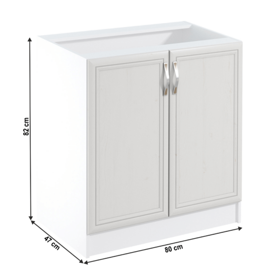 Alsószekrény D80, fehér/sosna Andersen, SICILIA