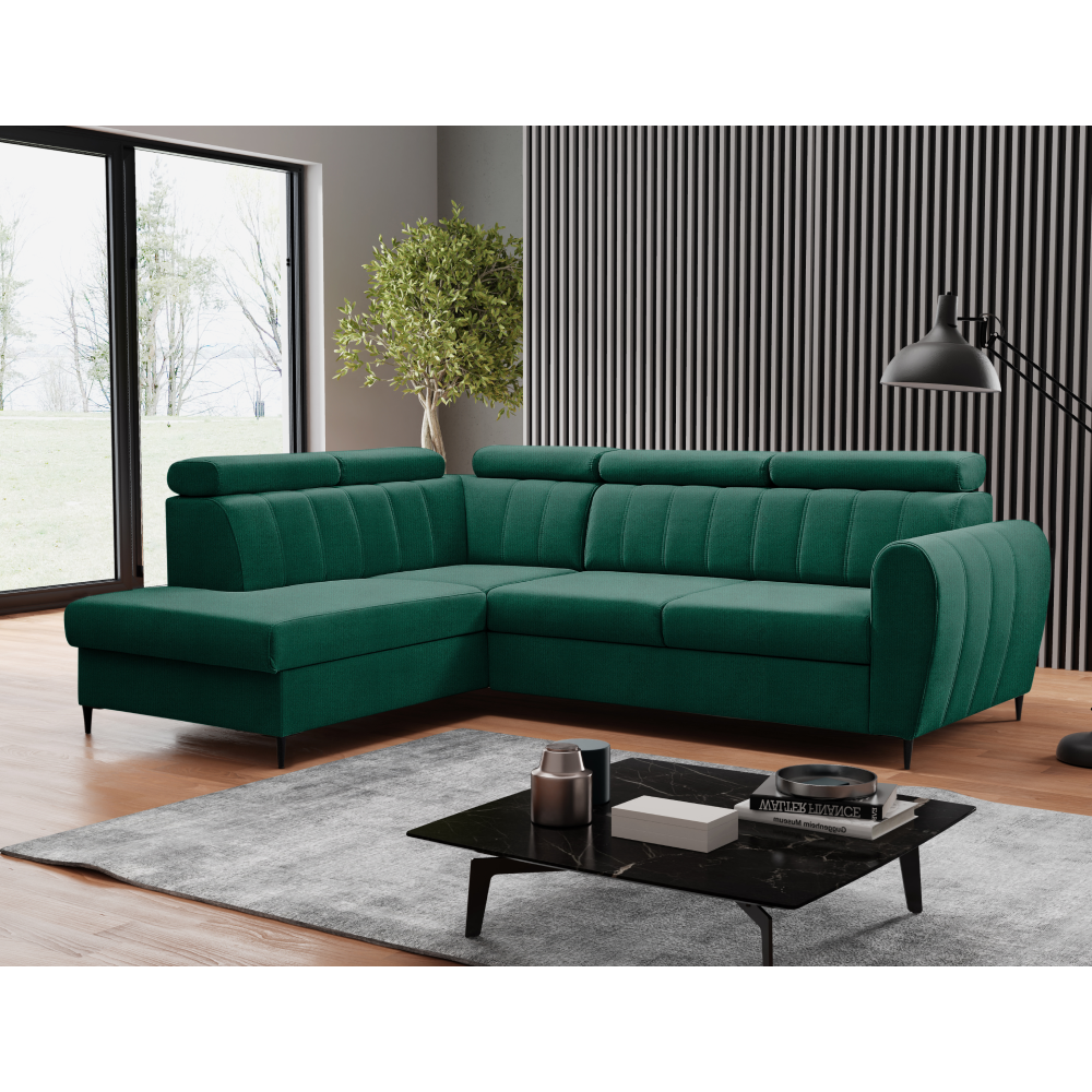 Kinyitható ülőgarnitúra, smaragd, balos, KORIO L - Image 4