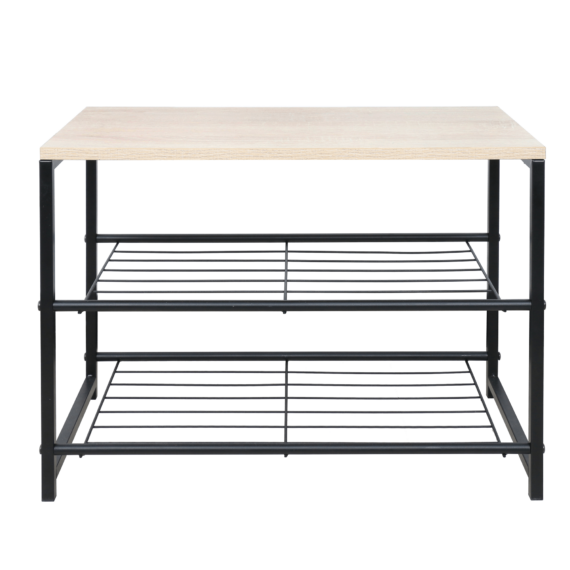 Cipőtartó, 2 soros, fekete/természetes, TADEO