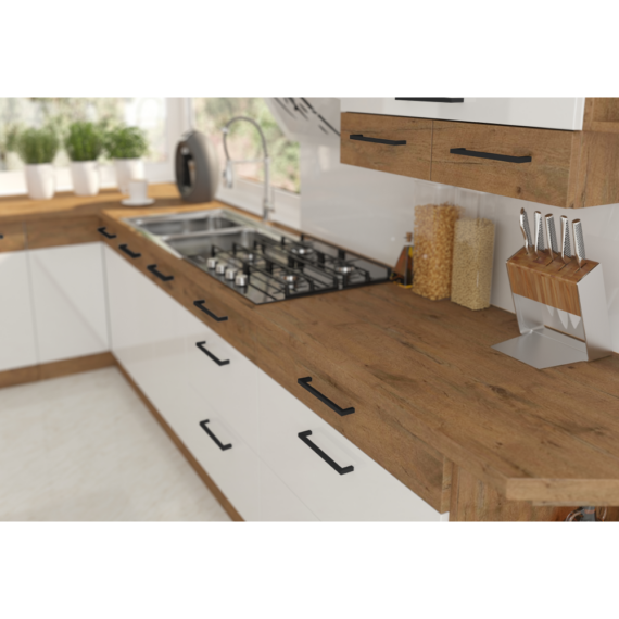 Felső szekrény, lancelot tölgy / fehér extra magas fényű HG, VEGA 60 GU-36 1F