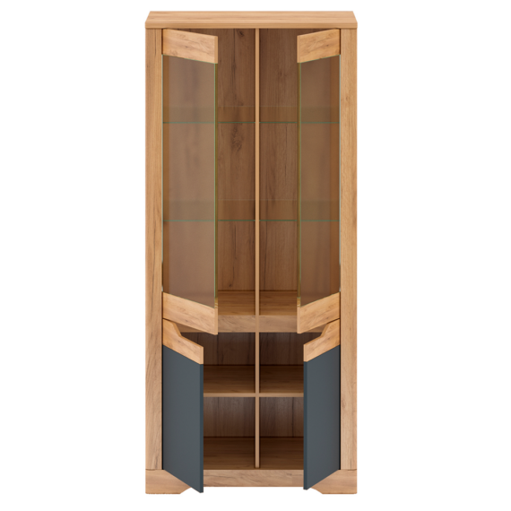 Vitrin H, tölgy craft arany/grafit szürke, FIDEL