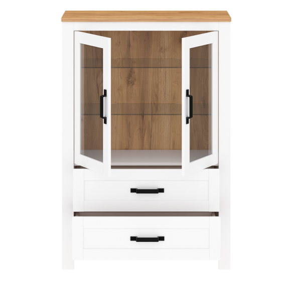 Vitrin, fehér alba/tölgy craft arany, LANZETTE K