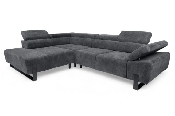 Verica L kanapé elektromos hosszabbítóval balra - grafit Raven 16/ fekete lábak