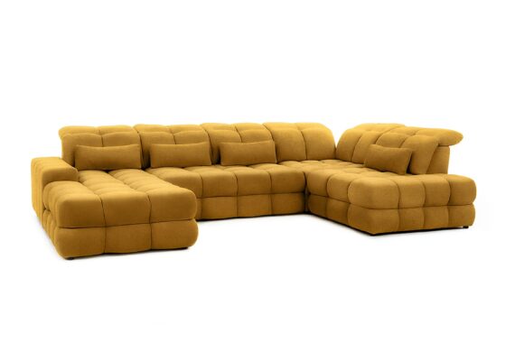 Magnelio Prestige U III jobb oldali kanapé elektromos üléssel - sárga bársony Element 08