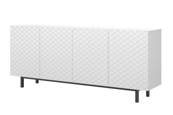 Scalia II 190 4U komód - matt fehér / fekete lábakkal