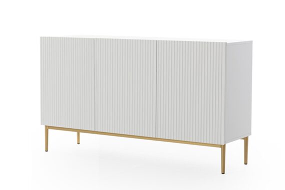 Nicole komód 150 cm - Matt fehér / aranyozott lábak