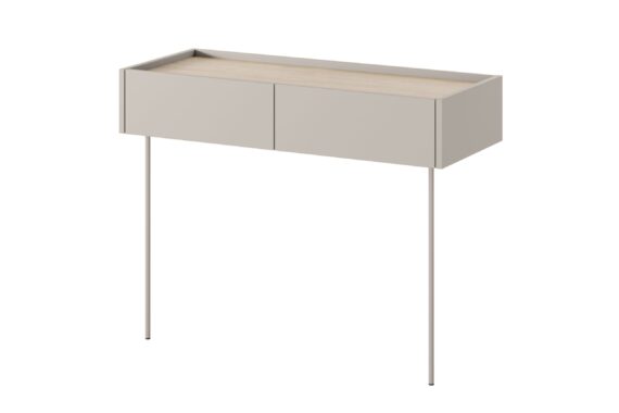 Modern konzol / fésülködőasztal két fiókkal Desin 2S - kasmír / Nagano tölgy