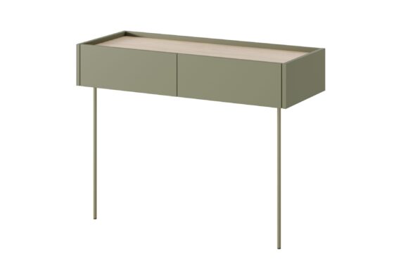 Modern konzol / fésülködőasztal két fiókkal Desin 2S - oliva / Nagano tölgy