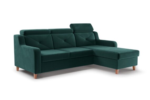 Laksaro jobb oldali kihúzható sarokkanapé - bársonyzöld Trinity 28