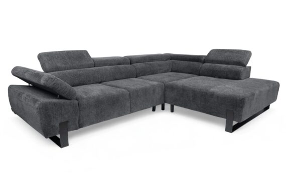 Verica L sarokkanapé a jobb oldalon elektromos üléskihúzó rendszerrel - grafit/fekete lábakkal