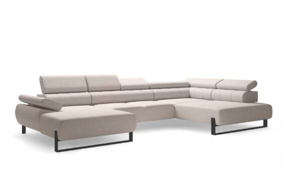 Verica XL kanapé elektromos székkel - bézs bársony Element 17 / fekete lábak