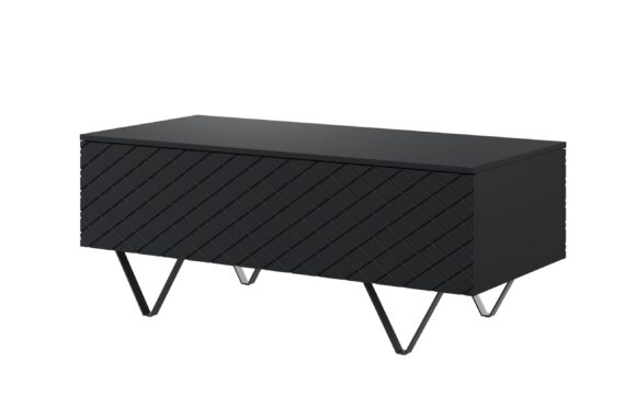 Dohányzóasztal tárolóhellyel Scalia 120 2K - matt fekete / fekete lábakkal