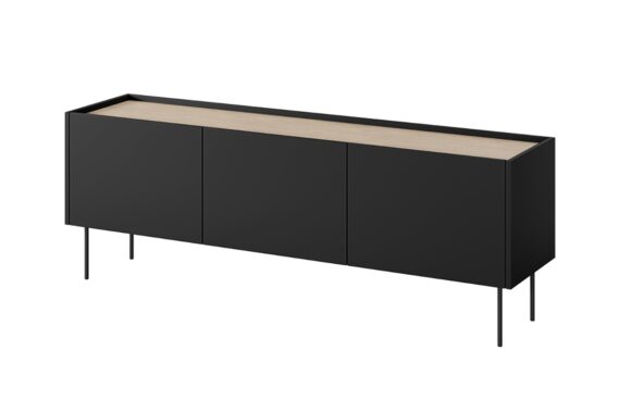 TV szekrény Desin 170 3U - matt fekete / Nagano tölgy