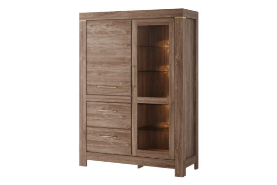 Német vitrin 115 cm fiókos tölgy