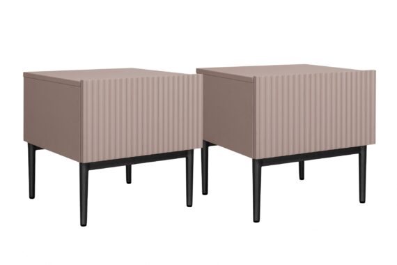 Nicole éjjeliszekrény készlet 2 db. - Antik rózsaszín MDF / fekete lábak