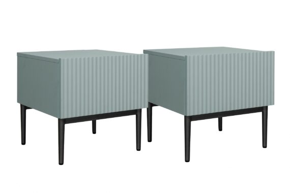 Nicole éjjeliszekrény készlet 2 db. - MDF zsálya / fekete lábak