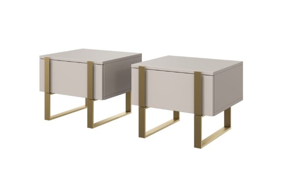 Verica éjjeliszekrény készlet 2 db. - kasmír / aranyozott lábak